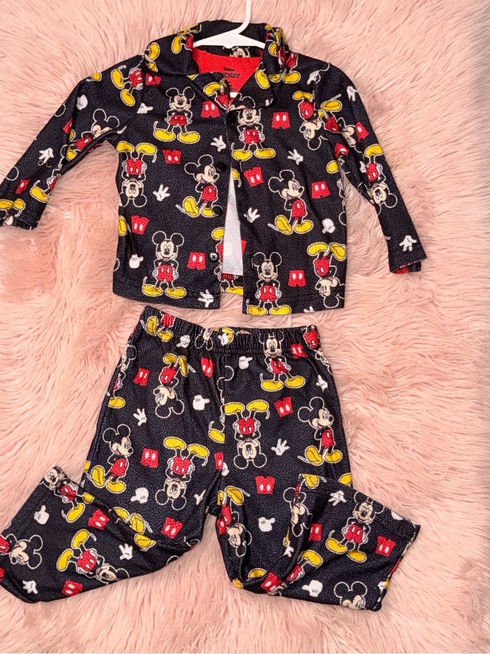 Disney Black Mickey Mouse Kids Pajama Set with Red & Yellow Accents